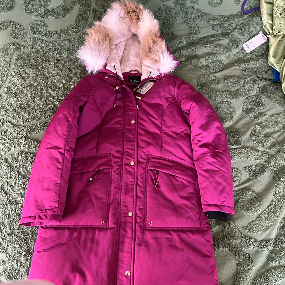Sam Edelman Fuchsia Jacket with Faux Fur Hood